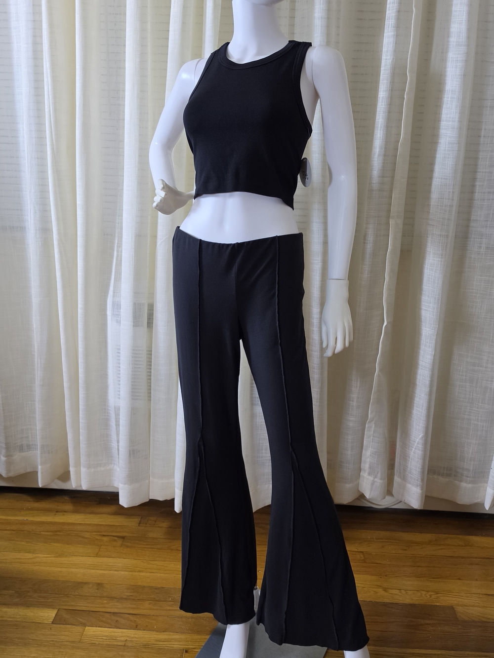 H&M Black Flared Seam-Panel Pants